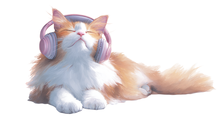 Blissful Cat Listening Vinyl Car Decal Sticker – Waterproof & UV-Resistant 5.4
