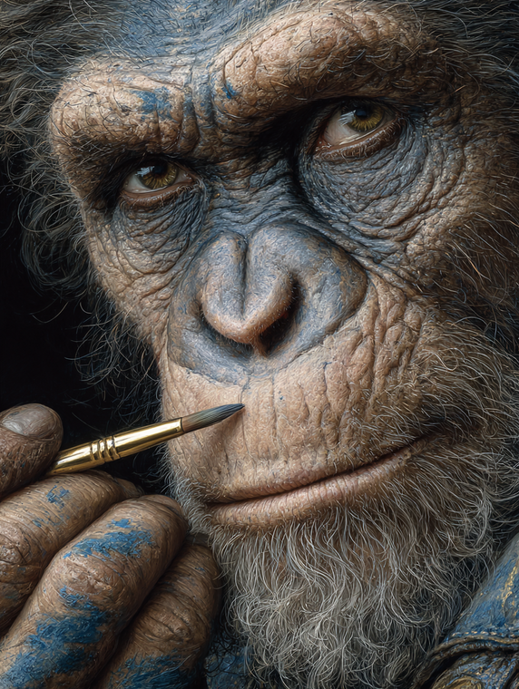 Australopithecus Painter Vinyl Car Decal Sticker – Waterproof & UV-Resistant 8.213333333333333"