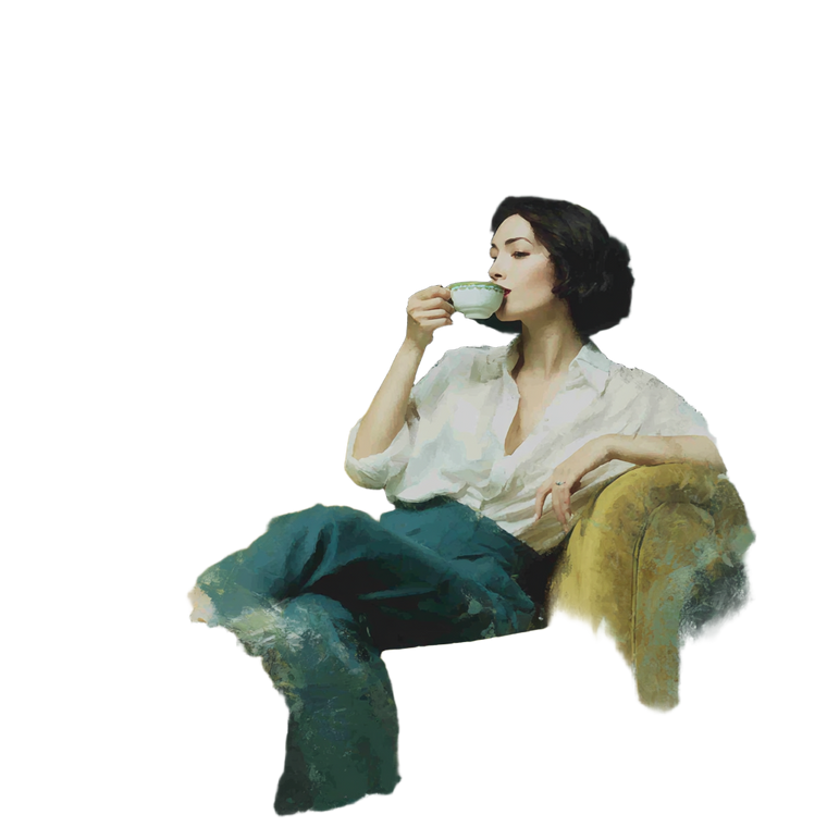 Content Woman Sipping Tea Vinyl Car Decal Sticker – Waterproof & UV-Resistant 6.826666666666667"