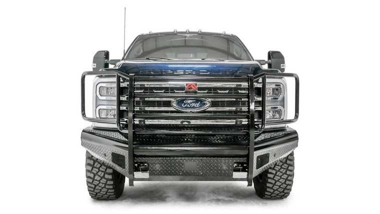 2023 Ford F-250 Super Duty Fab Fours Black Steel Bumper | Direct Fit | Includes Grille Guard & Tow Hooks