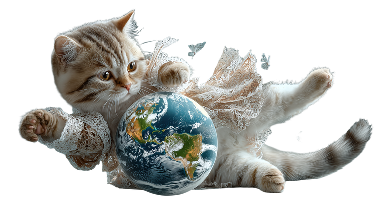Spinning Earth Cat Vinyl Car Decal Sticker – Waterproof & UV-Resistant 5.4