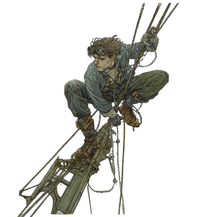 Steampunk Sailor Climbing Vinyl Car Decal Sticker – Waterproof & UV-Resistant 6.826666666666667"