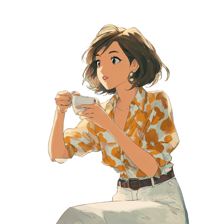 Anime Coffee Woman Vinyl Car Decal Sticker – Waterproof & UV-Resistant 3.4133333333333336"