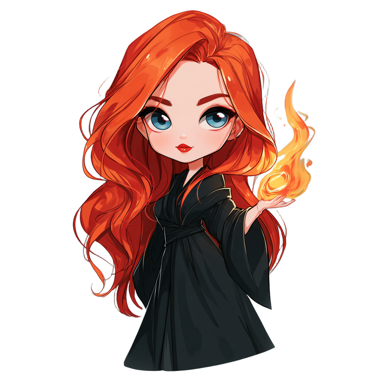Chibi Fire Mage Vinyl Car Decal Sticker – Waterproof & UV-Resistant 3.4133333333333336"