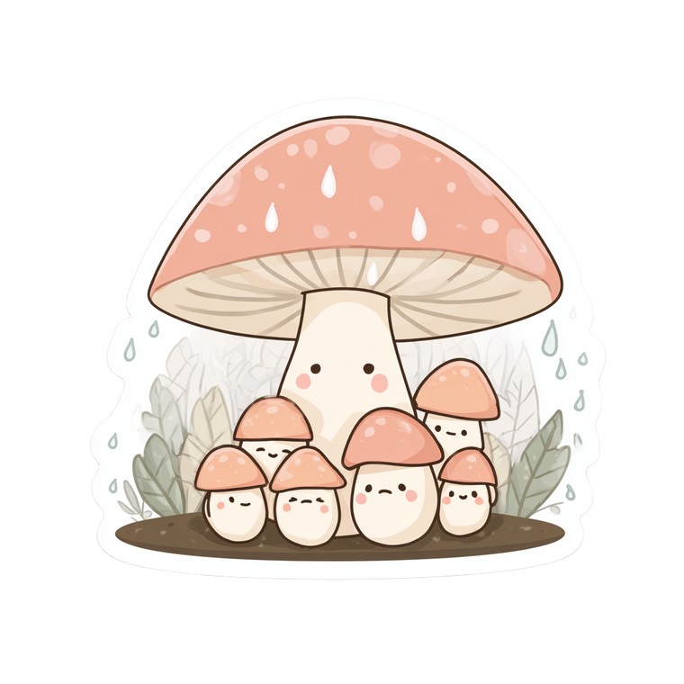 Kawaii Mushroom Group Vinyl Car Decal Sticker – Waterproof & UV-Resistant 6.826666666666667"