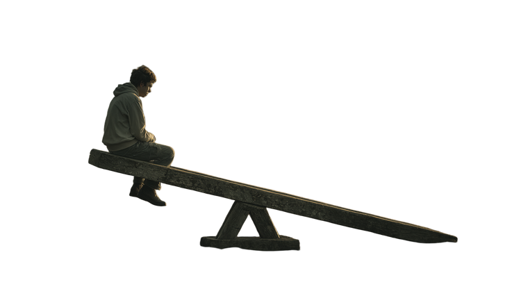Weightless Seesaw Man Vinyl Car Decal Sticker – Waterproof & UV-Resistant 5.4