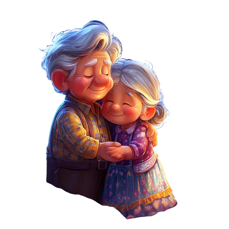 Elderly Couple Embracing V3 Vinyl Car Decal Sticker – Waterproof & UV-Resistant 3.4133333333333336"