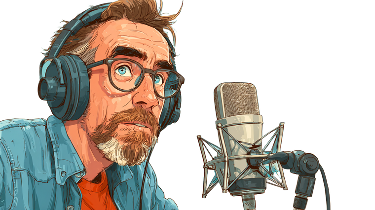 Male Podcaster Talking Vinyl Car Decal Sticker – Waterproof & UV-Resistant 2.72"