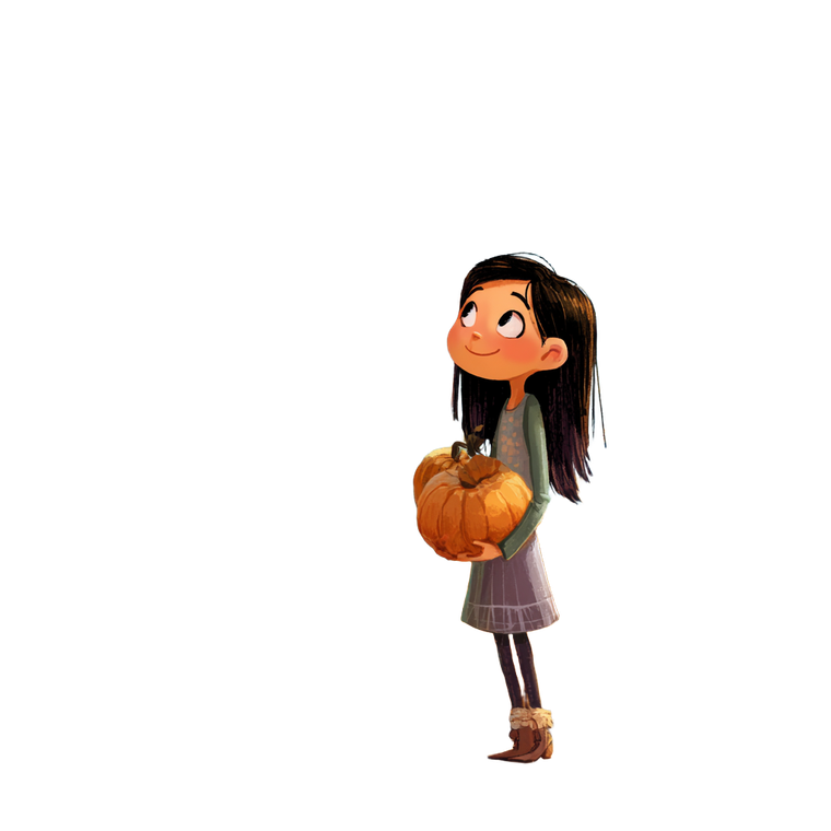 Girl Picking Pumpkin Vinyl Car Decal Sticker – Waterproof & UV-Resistant 3.4133333333333336"