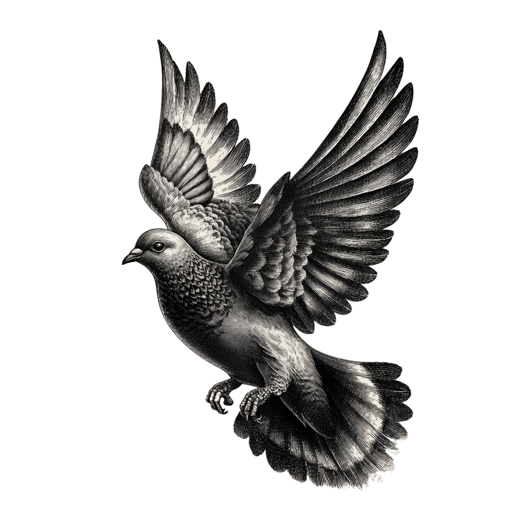 Tattoo-Style Dove Vinyl Car Decal Sticker – Waterproof & UV-Resistant 3.4133333333333336"