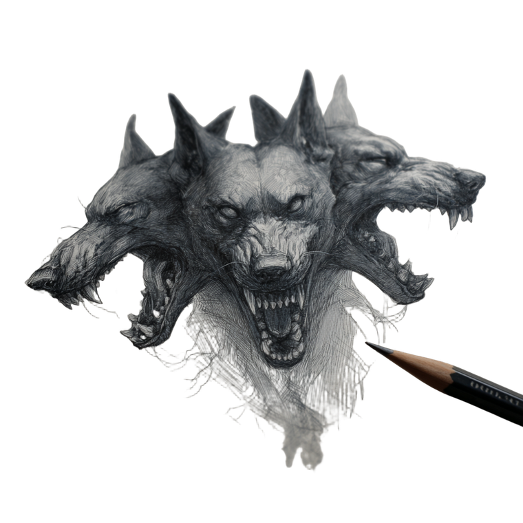 Cerberus Drawing V4 Vinyl Car Decal Sticker – Waterproof & UV-Resistant 3.4133333333333336"
