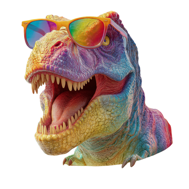 Rainbow T-Rex V3 Vinyl Car Decal Sticker – Waterproof & UV-Resistant 3.4133333333333336"