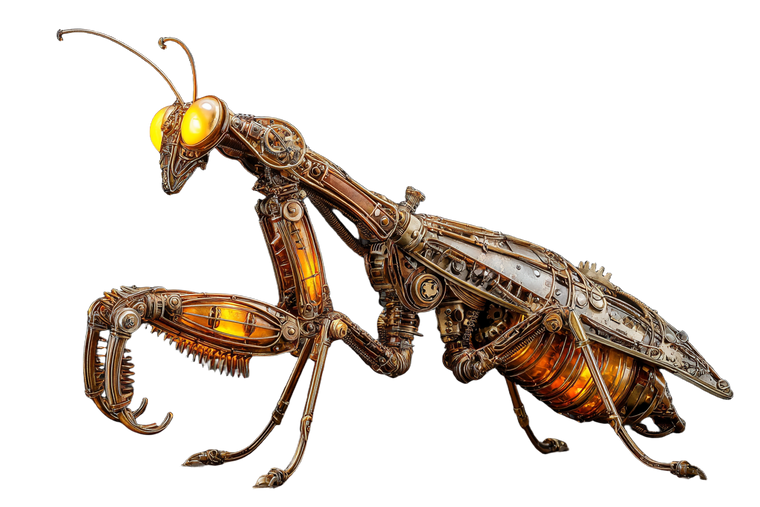 Steampunk Mechanical Mantis V2 Vinyl Car Decal Sticker – Waterproof & UV-Resistant 2.986666666666667"