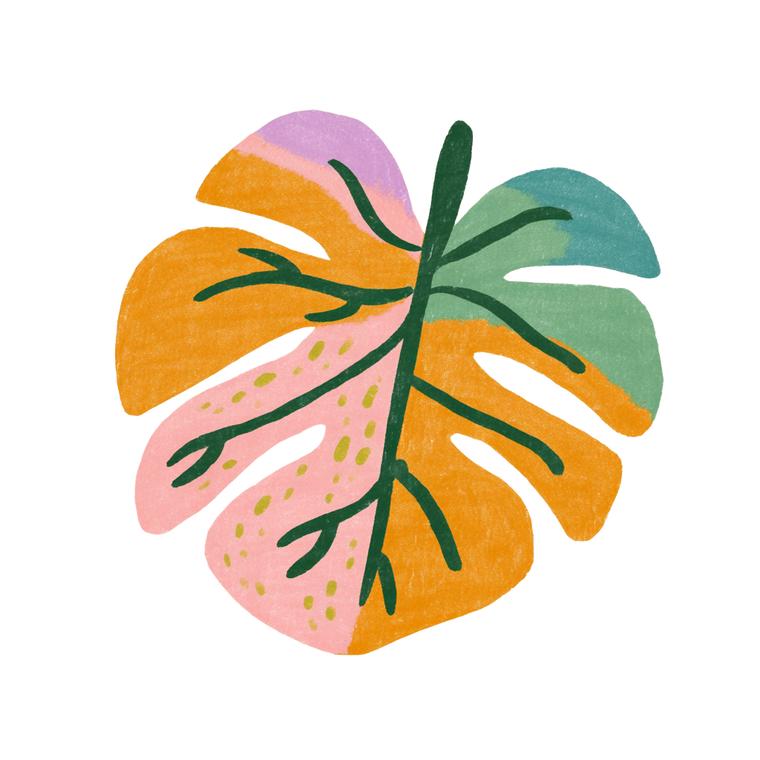 Colorful Monstera Illustration Vinyl Car Decal Sticker – Waterproof & UV-Resistant 6.826666666666667"