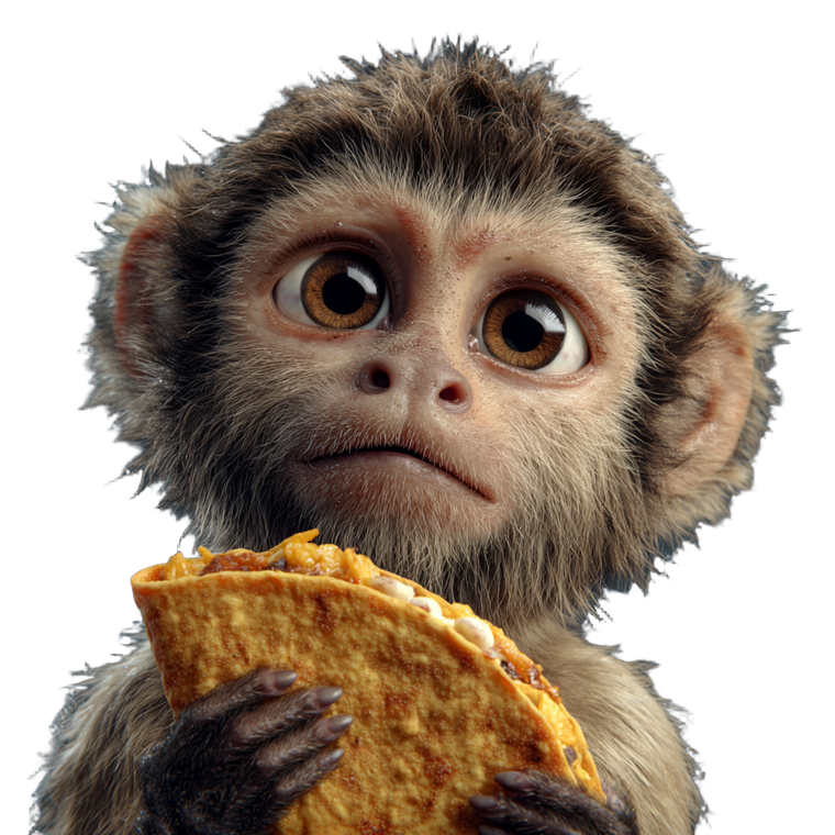 Monkey With Taco Vinyl Car Decal Sticker – Waterproof & UV-Resistant 3.4133333333333336"
