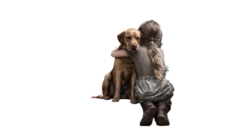 Girl Hugs Dog Vinyl Car Decal Sticker – Waterproof & UV-Resistant 2.72"