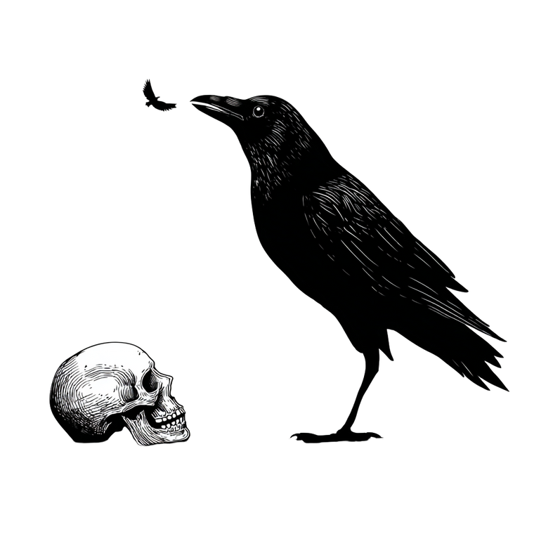 Crow Flicking Skull Vinyl Car Decal Sticker – Waterproof & UV-Resistant 3.4133333333333336"