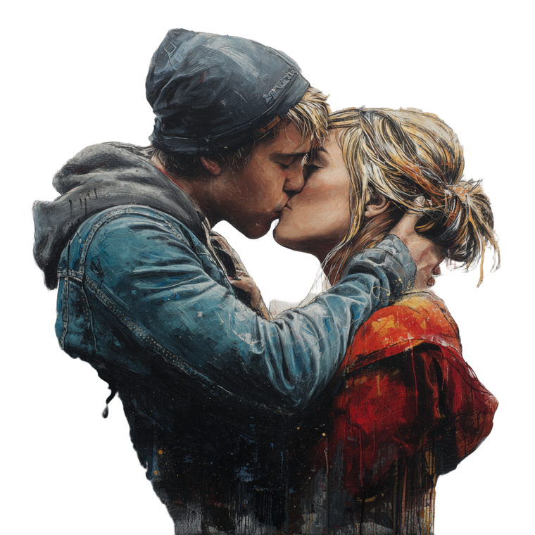 Kissing Couple V18 Vinyl Car Decal Sticker – Waterproof & UV-Resistant 3.4133333333333336"