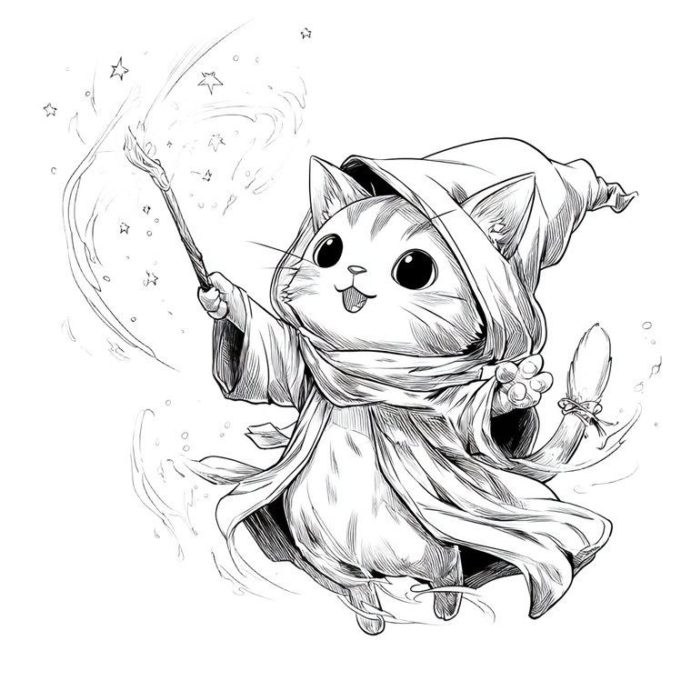 Chibi Cat Wizard Vinyl Car Decal Sticker – Waterproof & UV-Resistant 3.4133333333333336"