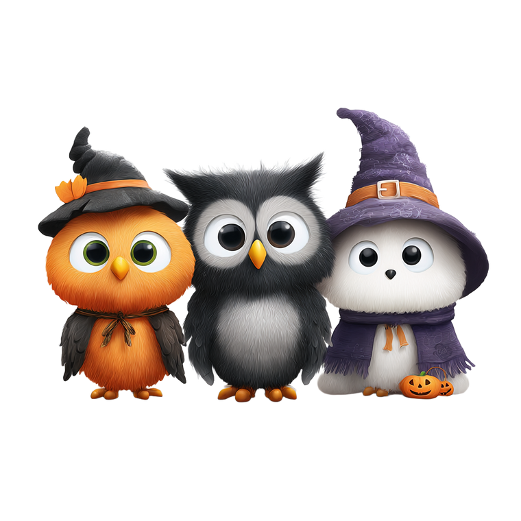 Cartoon Halloween Owls Vinyl Car Decal Sticker – Waterproof & UV-Resistant 6.826666666666667"