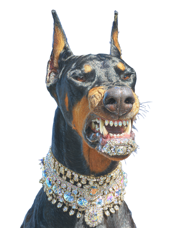 Angry Diamond Doberman Vinyl Car Decal Sticker – Waterproof & UV-Resistant 4.0"