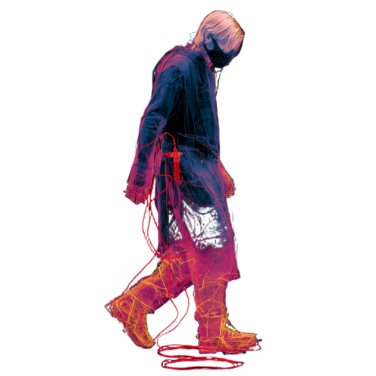 Futuristic Walking Figure Vinyl Car Decal Sticker – Waterproof & UV-Resistant 6.826666666666667"