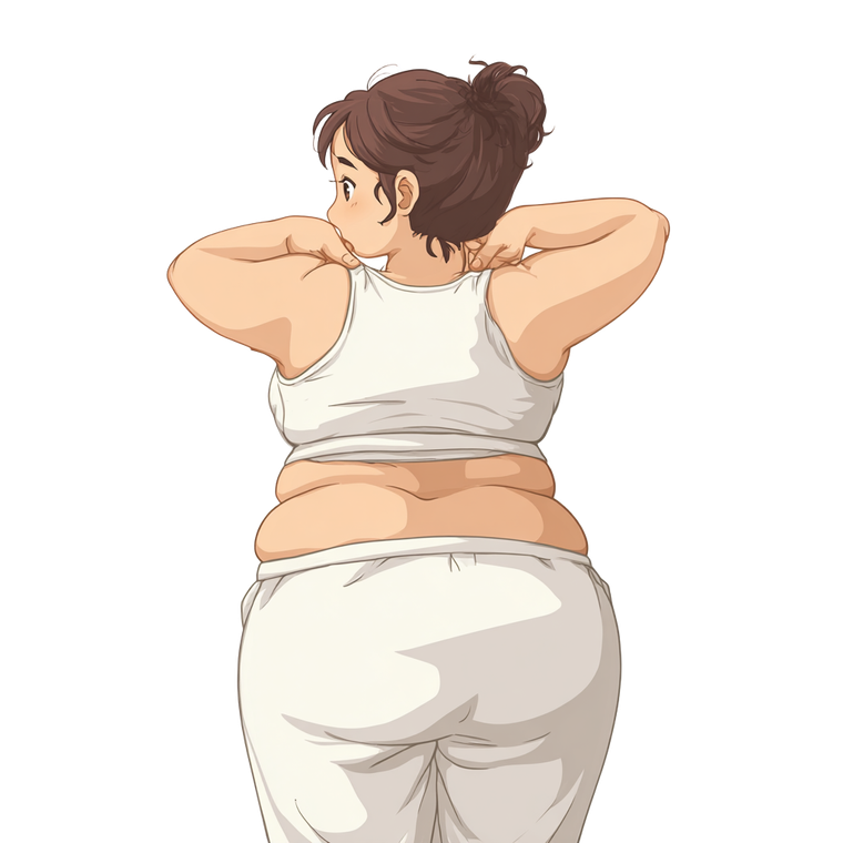 Overweight Woman Pinching Vinyl Car Decal Sticker – Waterproof & UV-Resistant 3.4133333333333336"