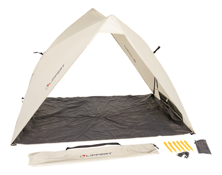 Lippert Portable Canopy | 190T Ripstop Polyester | Easy Setup | UPF 50+ UV Protection | Mesh Windows | Groundsheet & Carry Bag Included