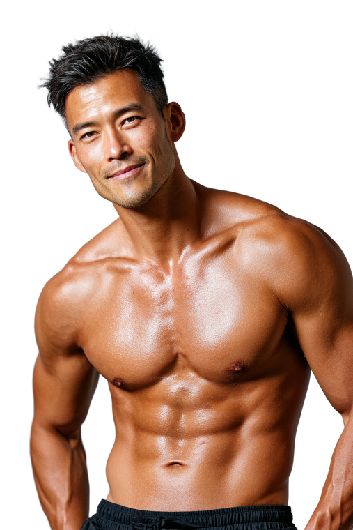 Muscular Asian Portrait Vinyl Car Decal Sticker – Waterproof & UV-Resistant 4.4