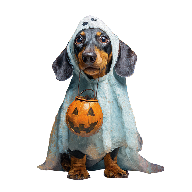 Ghostly Dachshund Halloween Vinyl Car Decal Sticker – Waterproof & UV-Resistant 3.4133333333333336"