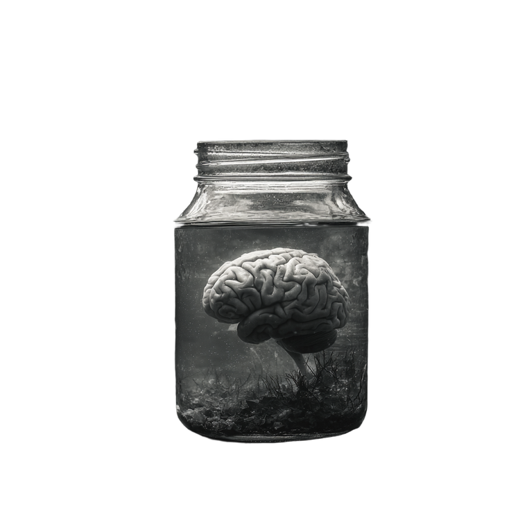 Floating Brain Jar Vinyl Car Decal Sticker – Waterproof & UV-Resistant 3.4133333333333336"