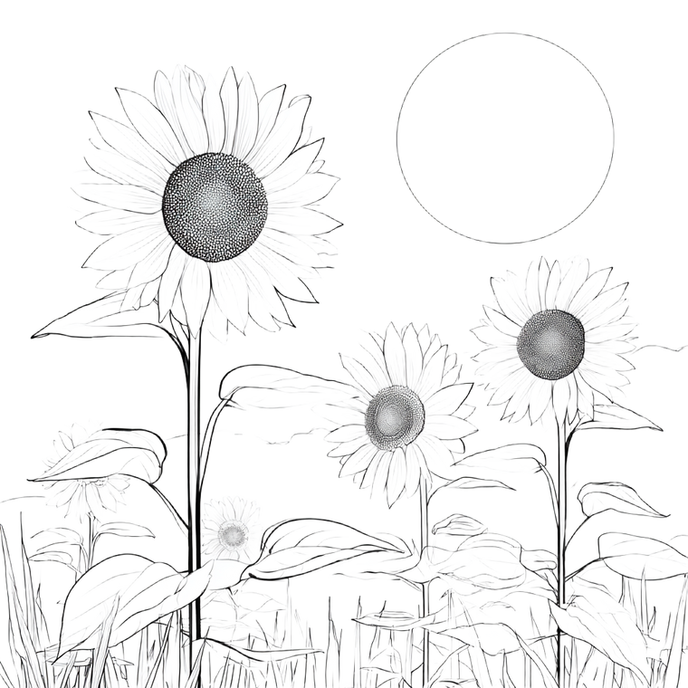 Sunflower Coloring Page V2 Vinyl Car Decal Sticker – Waterproof & UV-Resistant 3.4133333333333336"