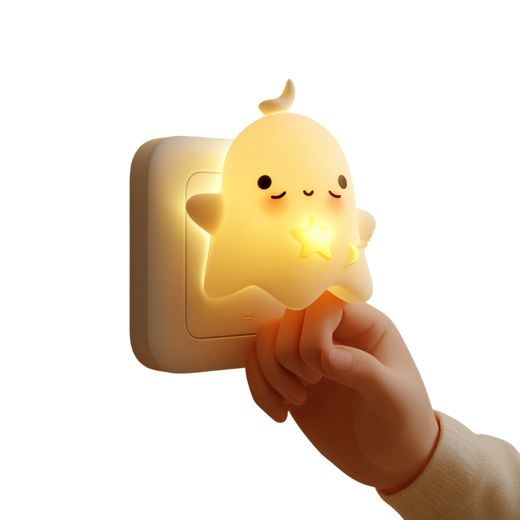 Cute Ghost Nightlight Vinyl Car Decal Sticker – Waterproof & UV-Resistant 3.4133333333333336"