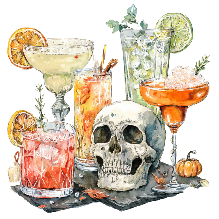 Spooky Skeleton Cocktail Vinyl Car Decal Sticker – Waterproof & UV-Resistant 3.4133333333333336"