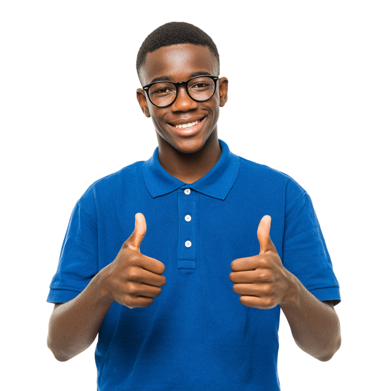 Smiling Student Thumbs Up Vinyl Car Decal Sticker – Waterproof & UV-Resistant 3.4133333333333336"