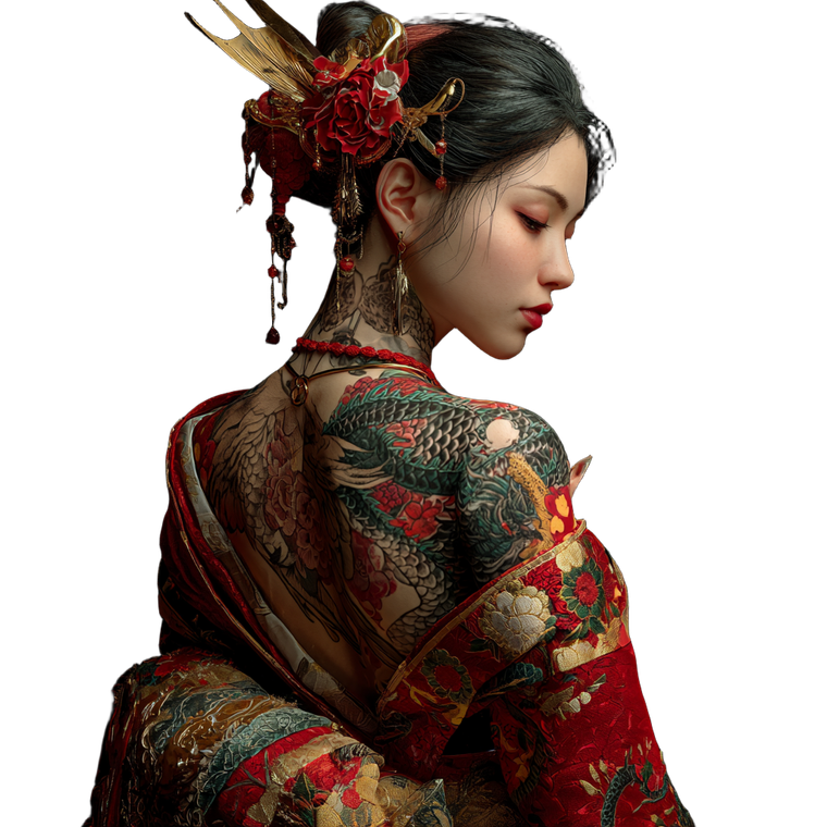 Dragon Geisha Vinyl Car Decal Sticker – Waterproof & UV-Resistant 3.4133333333333336"