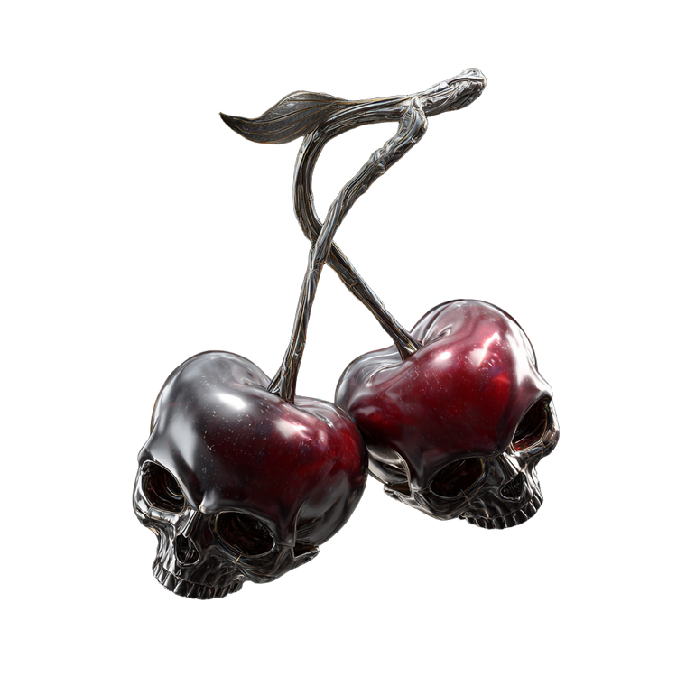 Skull Stem Cherries Vinyl Car Decal Sticker – Waterproof & UV-Resistant 3.4133333333333336"