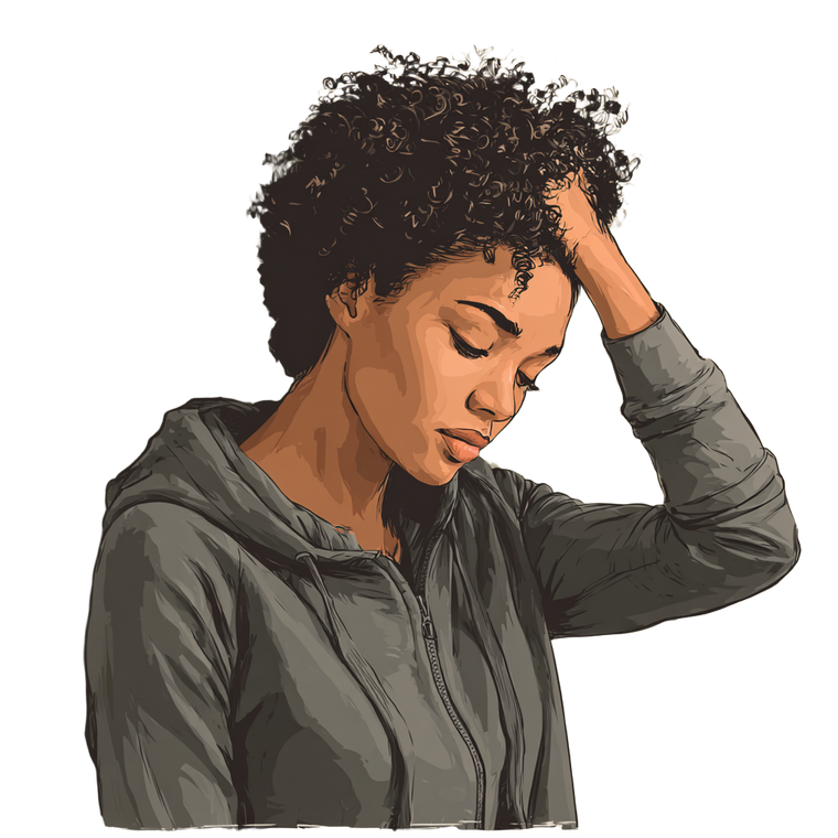 Frustrated African Woman Vinyl Car Decal Sticker – Waterproof & UV-Resistant 3.4133333333333336"