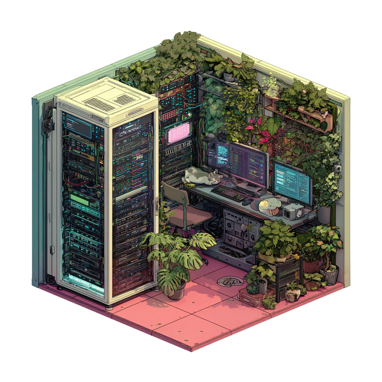 Isometric Anime Servers Vinyl Car Decal Sticker – Waterproof & UV-Resistant 3.4133333333333336"