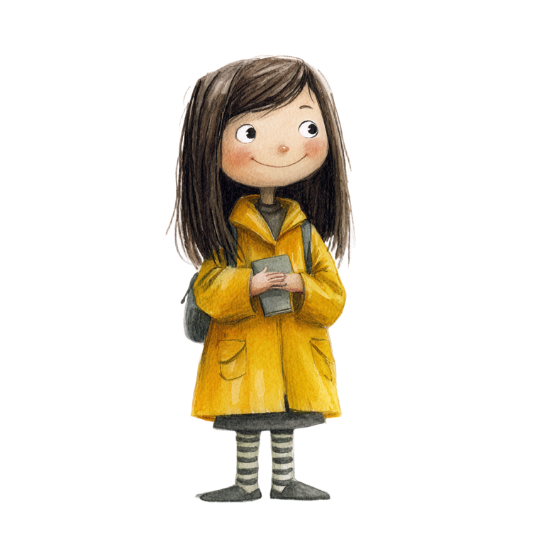 Cheerful Raincoat Girl Vinyl Car Decal Sticker – Waterproof & UV-Resistant 6.826666666666667"