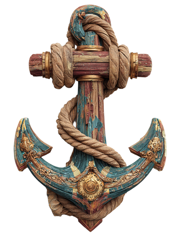 Vintage Wooden Anchor Vinyl Car Decal Sticker – Waterproof & UV-Resistant 8.213333333333333"
