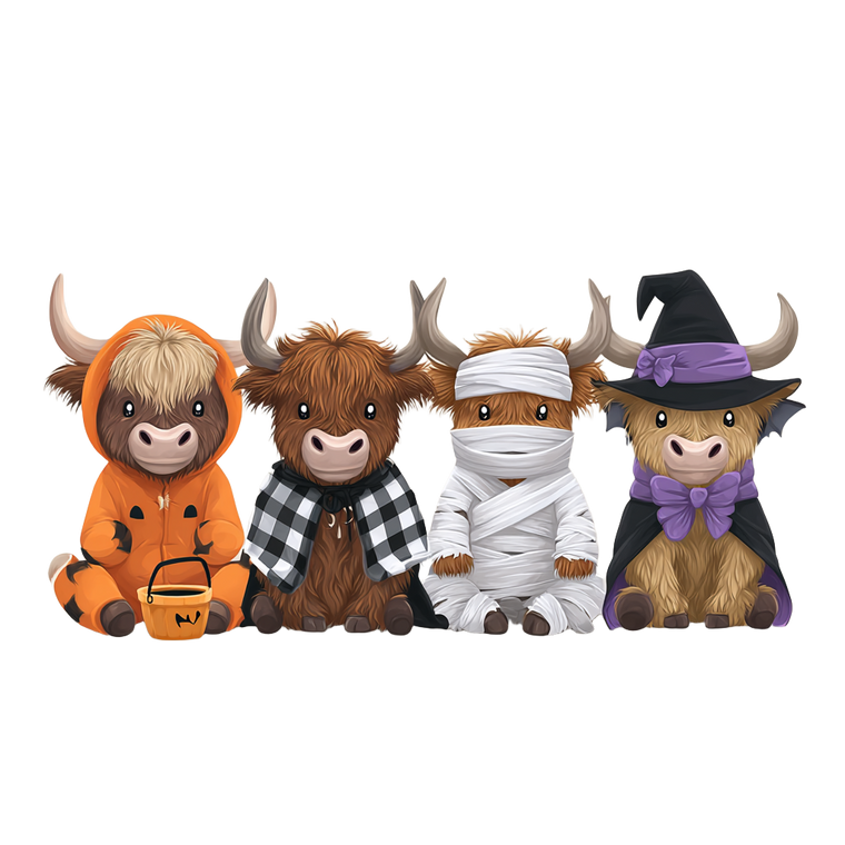 Halloween Highland Cows V2 Vinyl Car Decal Sticker – Waterproof & UV-Resistant 6.826666666666667"