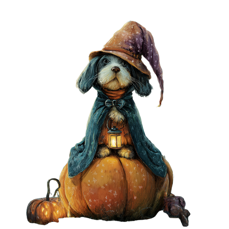 Witchy Lapdog Pumpkin Vinyl Car Decal Sticker – Waterproof & UV-Resistant 6.826666666666667"