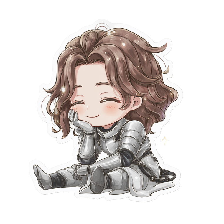 Chibi Dreamy Knight Vinyl Car Decal Sticker – Waterproof & UV-Resistant 3.4133333333333336"