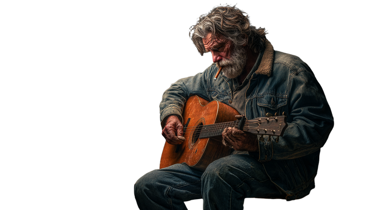 Old Blues Guitarist Vinyl Car Decal Sticker – Waterproof & UV-Resistant 2.72"