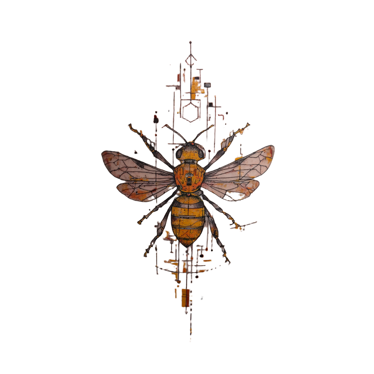 Glitchy Bee Tattoo V2 Vinyl Car Decal Sticker – Waterproof & UV-Resistant 3.4133333333333336"