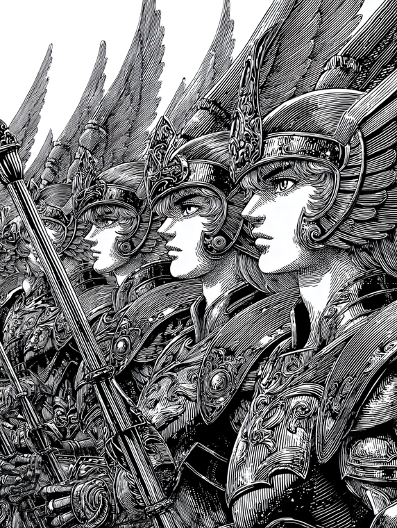 Battle-Ready Angel Warriors Vinyl Car Decal Sticker – Waterproof & UV-Resistant 8.213333333333333"