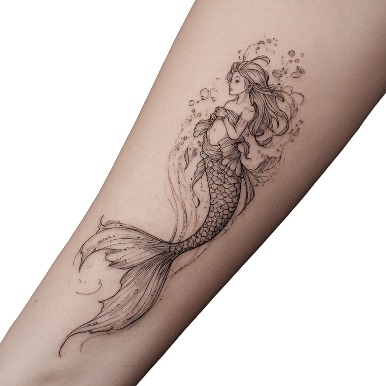Elegant Mermaid Lineart Vinyl Car Decal Sticker – Waterproof & UV-Resistant 3.4133333333333336"