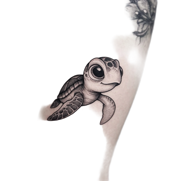 Cartoon Turtle Tattoo Vinyl Car Decal Sticker – Waterproof & UV-Resistant 3.4133333333333336"