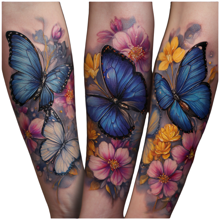 Butterfly Flower Tattoo Vinyl Car Decal Sticker – Waterproof & UV-Resistant 3.4133333333333336"